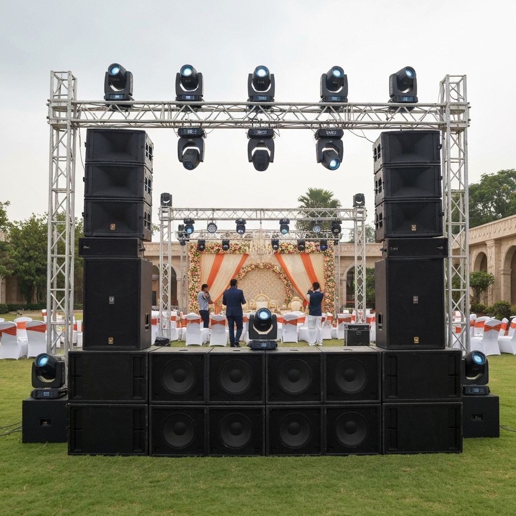 Professional sound system at event