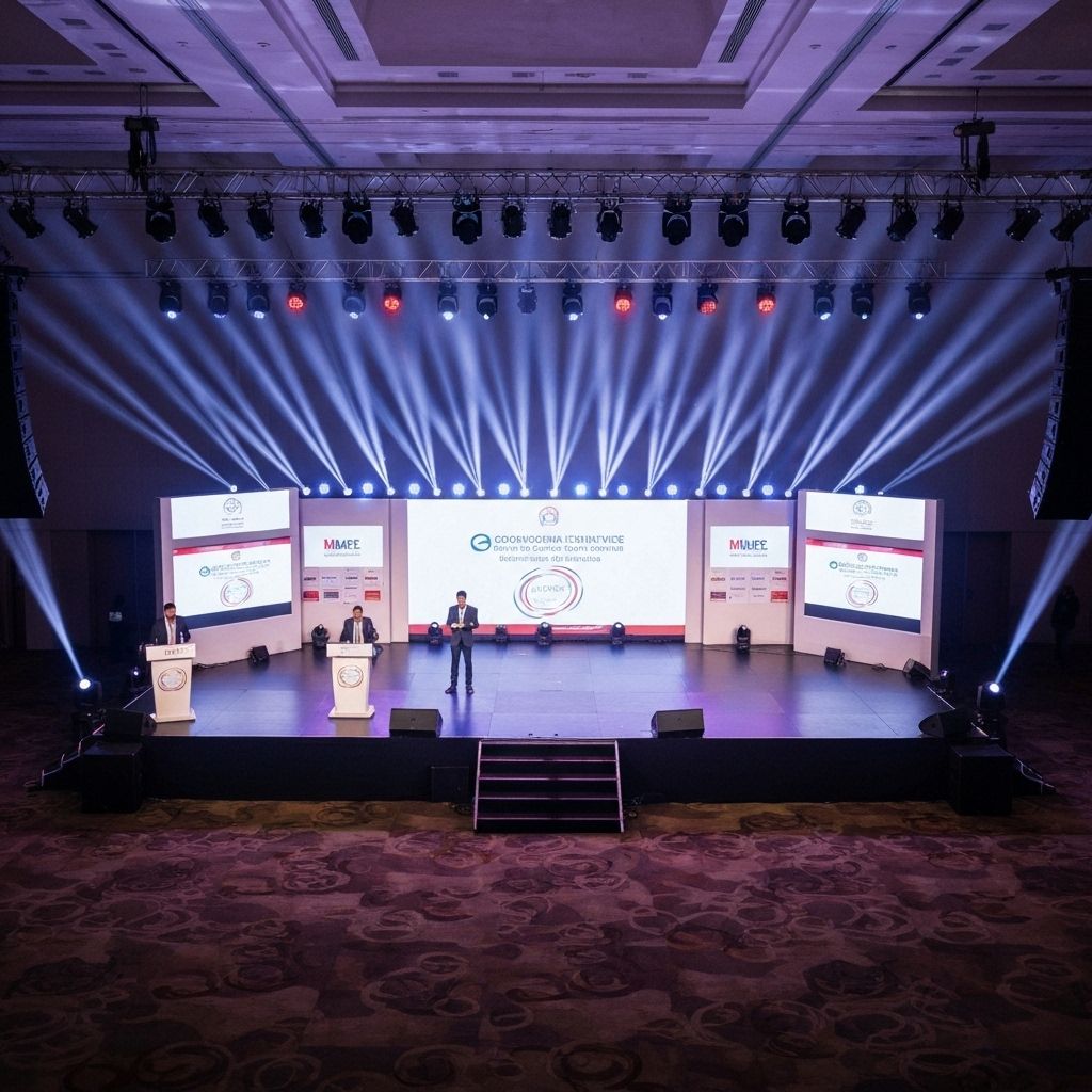 Stage lighting at corporate event